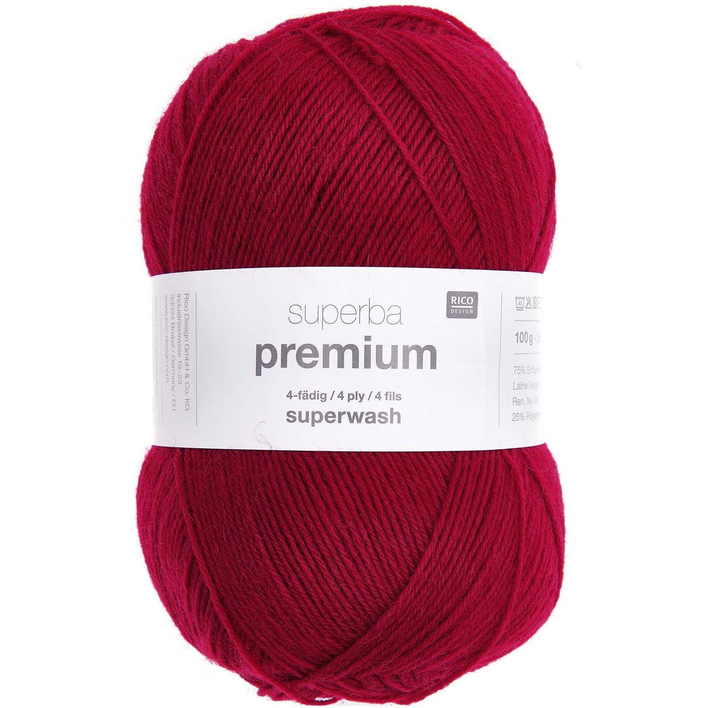 Fil pour chaussette Rico Superba premium 4 fils rouge