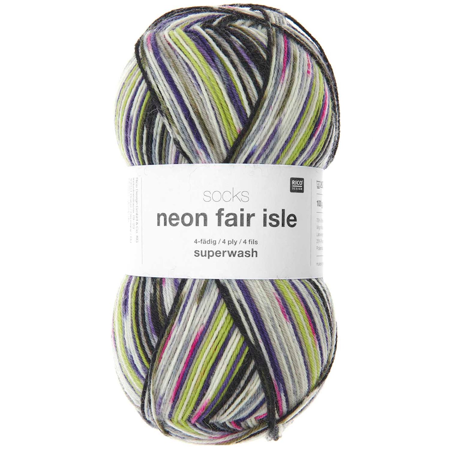 Fil pour chaussette Rico Socks Neon Fair Isle 4 fils sailor