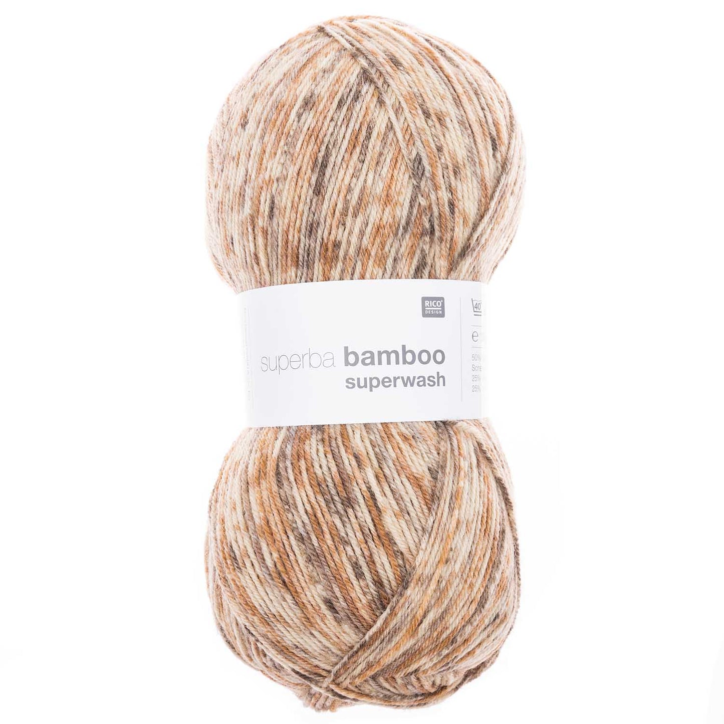 Fil pour chaussette Rico Superba Bamboo 4 fils BEIGE-BRUN MIX 025