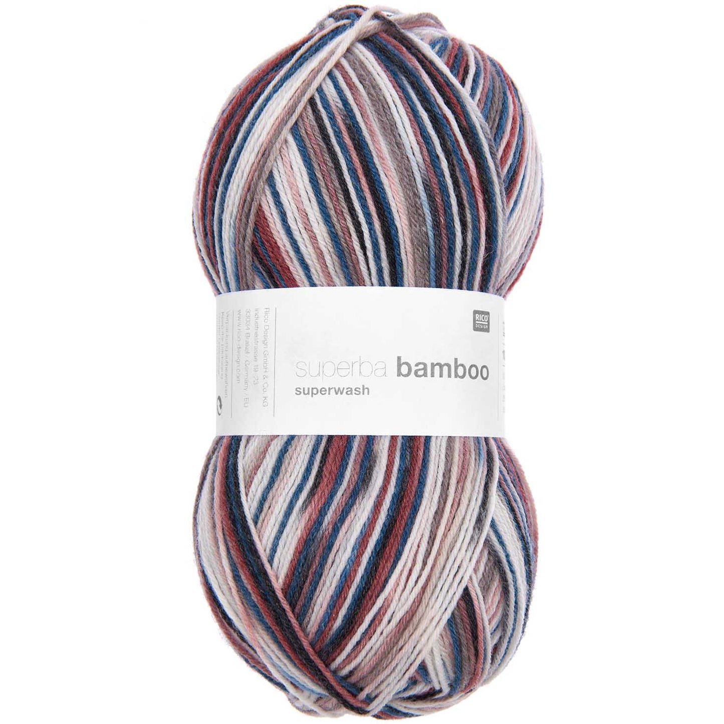 Fil pour chaussette Rico Superba Bamboo 4 fils pétrole-rouge