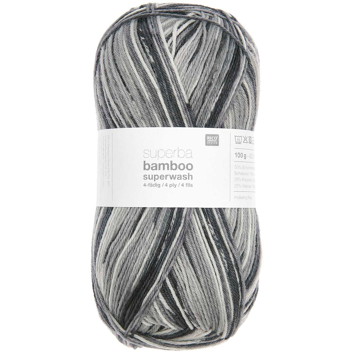 Fil pour chaussette Rico Superba Bamboo 4 fils Pink rainbow stone