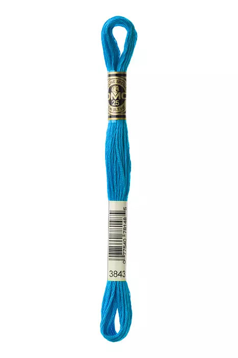 Fil à broder Mouliné Spécial DMC 3843 Bleu piscine métallisé
