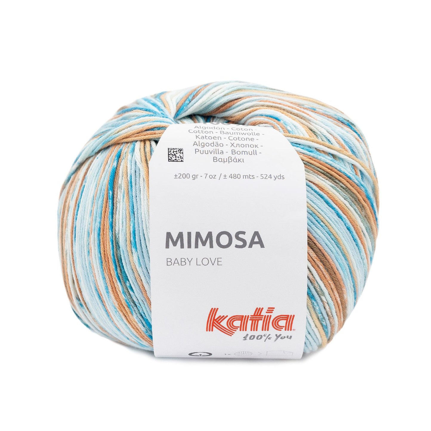 Mimosa 100% Coton Katia 311 Bleu-Saumon clair-Brun cuivré