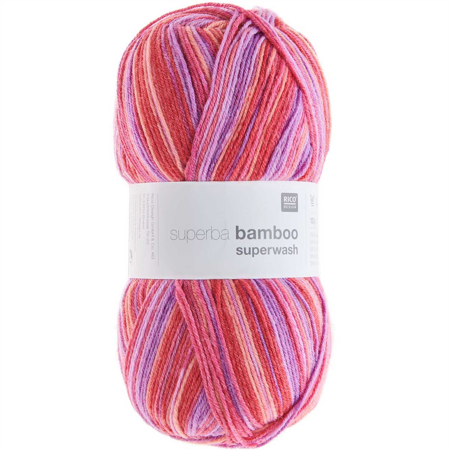 Fil pour chaussette Rico Superba Bamboo 4 fils rouge-lilas mix