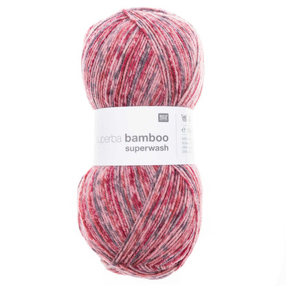 Fil pour chaussette Rico Superba Bamboo 4 fils Pink rouge mix