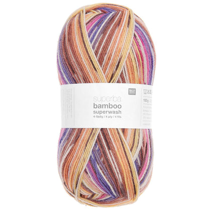 Fil pour chaussette Rico Superba Bamboo 4 fils rainbow candy