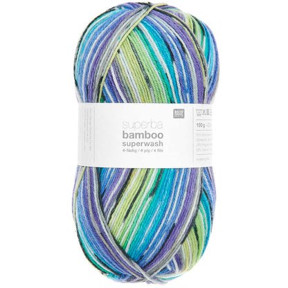 Fil pour chaussette Rico Superba Bamboo 4 fils rainbow spring