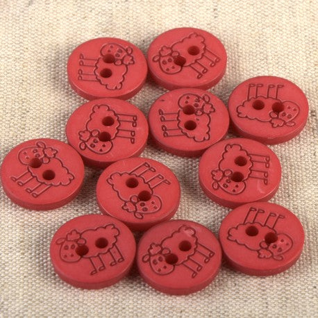 Bouton mouton 15 mm 519 rouge