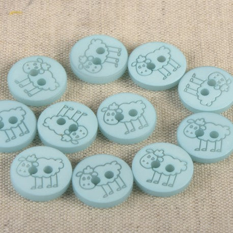 Bouton mouton 15 mm 545 Bleu layette