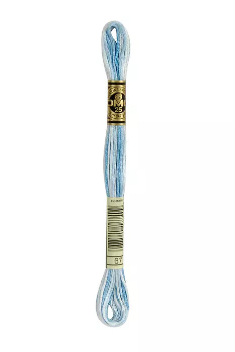 Fil à broder Mouliné Spécial DMC 67 Bleu layette ombré