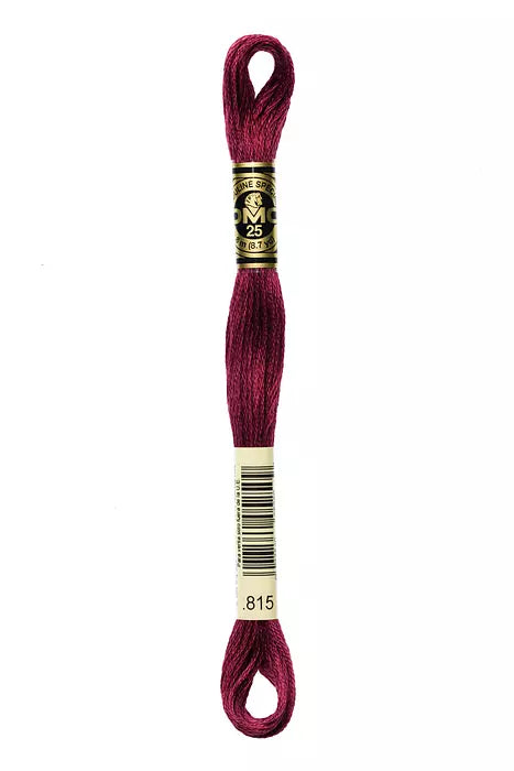 Fil à broder Mouliné Spécial DMC 815 Cerise noire métallisée