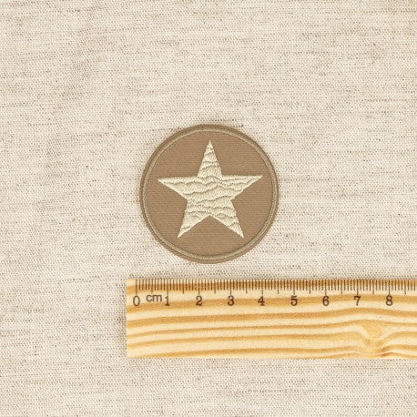 Ecusson étoile thermocollant 50mm beige