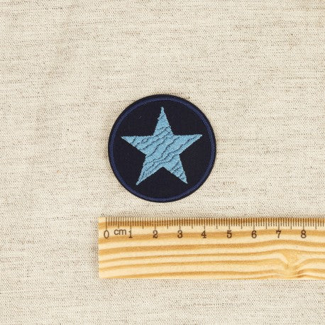 Ecusson étoile thermocollant 50mm bleu