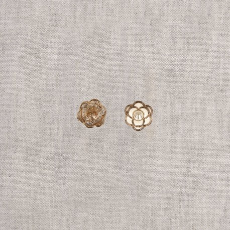 Bouton métal fleur perle 501 blanc 23mm