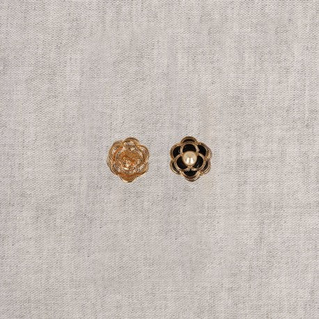 Bouton métal fleur perle 580 noir 23mm