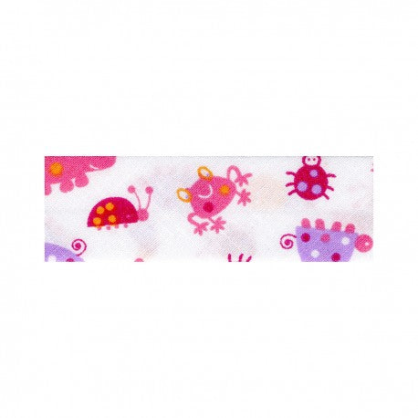 Biais motifs enfants 25 mm violet rose 74