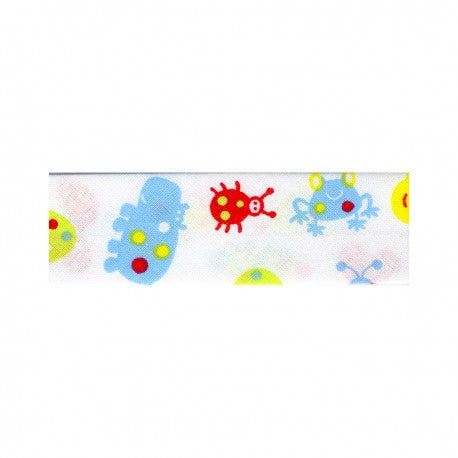 Biais motifs enfants 25 mm bleu vert 8
