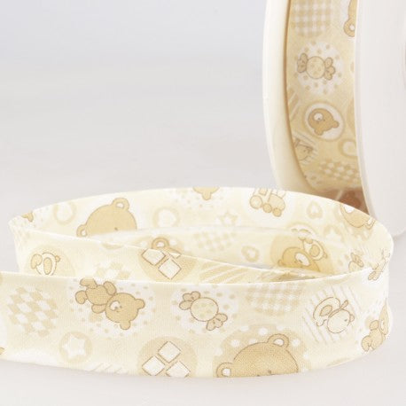 Biais motifs enfants 25 mm beige 051