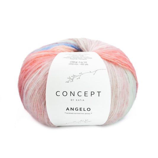 Angelo laine Katia 100 - Bleu-Écru-Corail