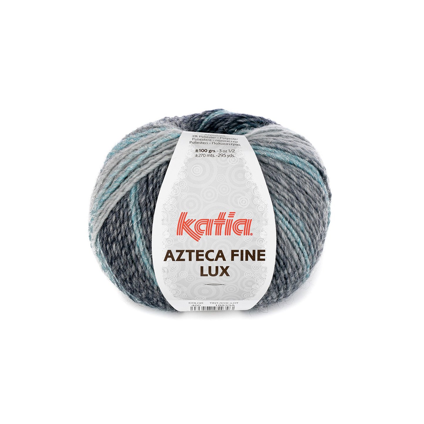 Azteca fine Lux Laine Katia 405 - Bleu-Émeraude-Gris clair