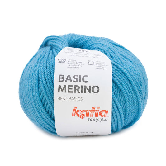 Basic Mérino 104 Bleu Cyan Laine Katia