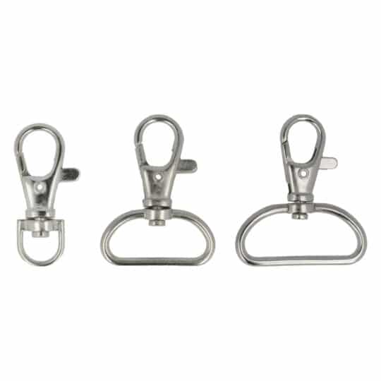 MOUSQUETON SANGLE 2pces couleurs argent 3 tailles