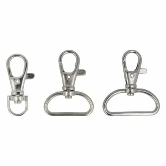 MOUSQUETON SANGLE 2pces couleurs argent 3 tailles